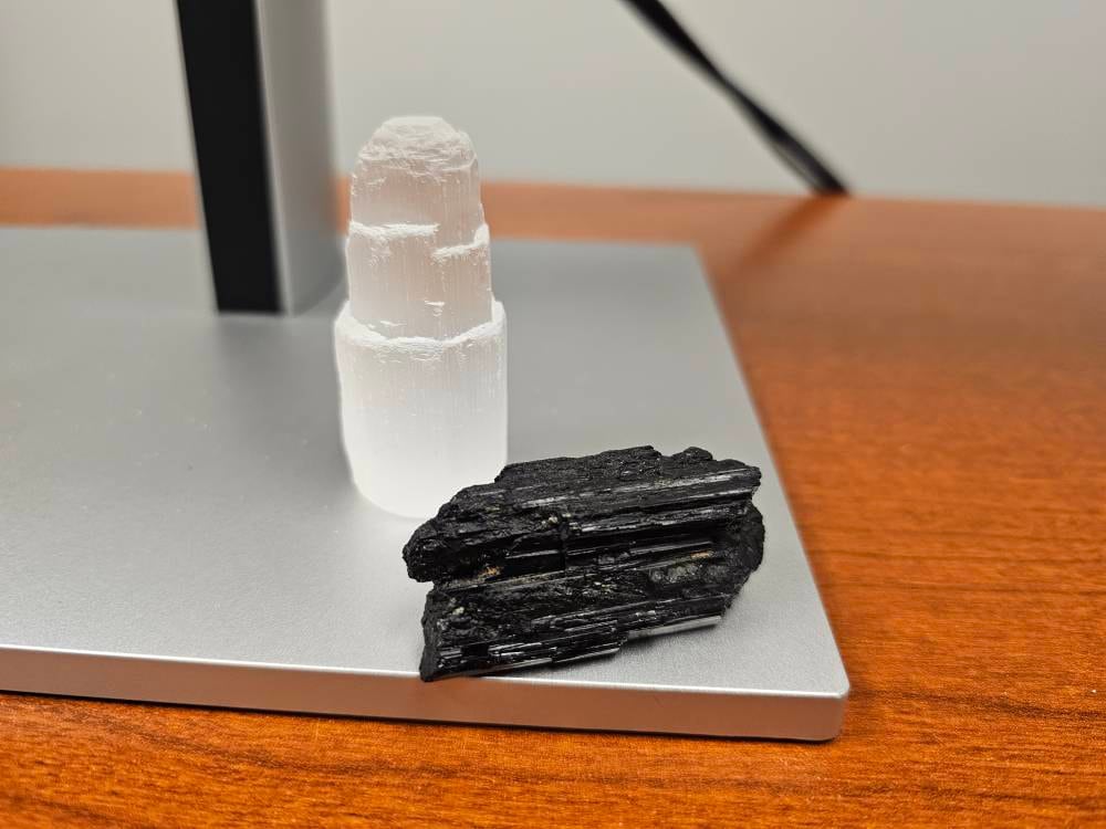2 Selenite Towers & 2 Extra Grade Black Tourmaline Logs: Home Protection Kit