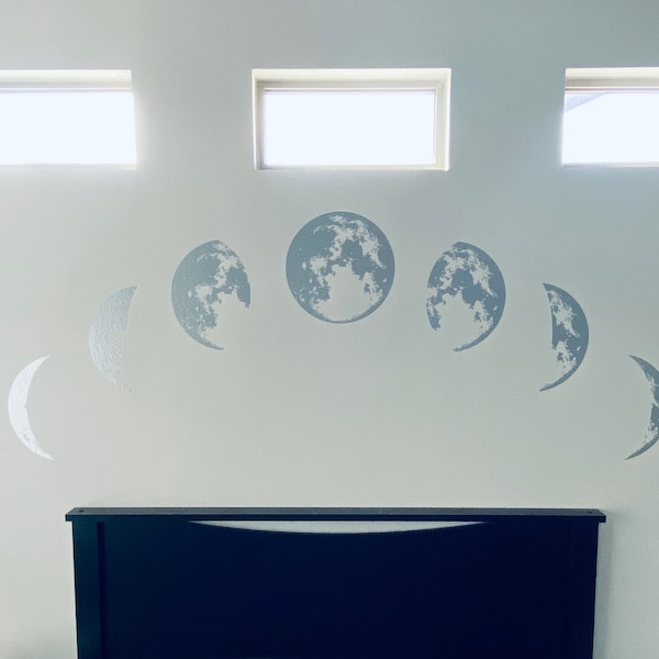 Moon Phases Wall Decal - Moon Phase Decor, Celestial Wall Art, Moon ...