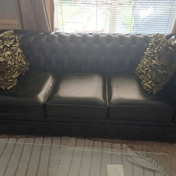 Chesterfield Real Leather Three Seater Sofa Genuine Antique Green ...