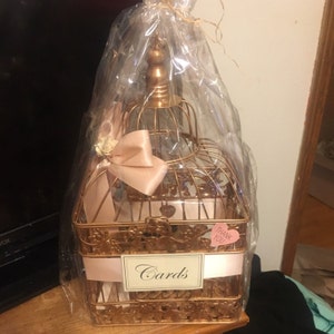Champagne Gold and Blush Wedding Card Box Wedding Card Holder Birdcage ...