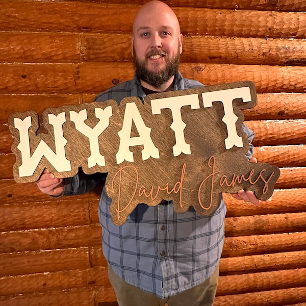 Nursery Name Sign | Western Nursery Decor | Boy Name Sign | Above Crib ...