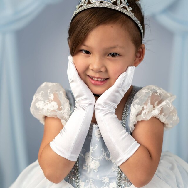 Fascia per capelli con corona da principessa in tulle scintillante