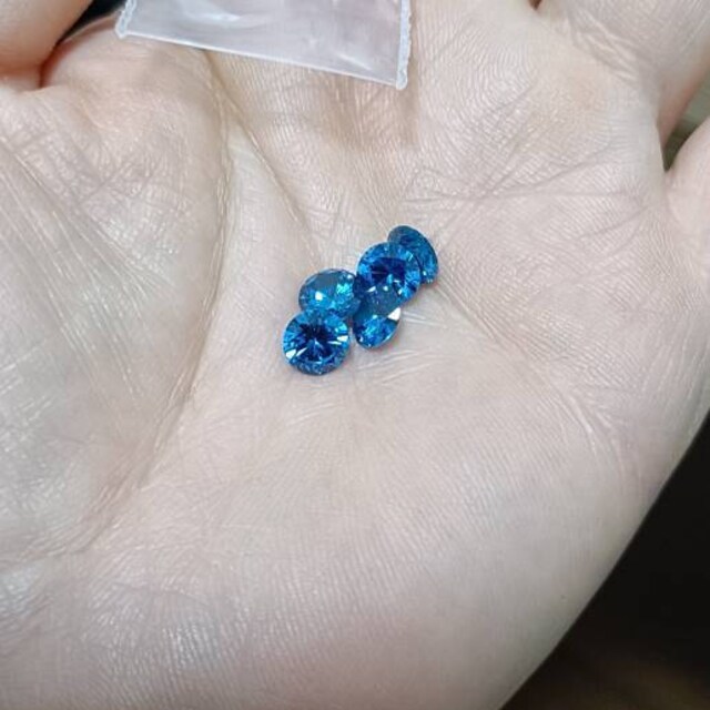 Swiss Blue CZ Diamond AAA Stones, Round Faceted Cubic Zirconia