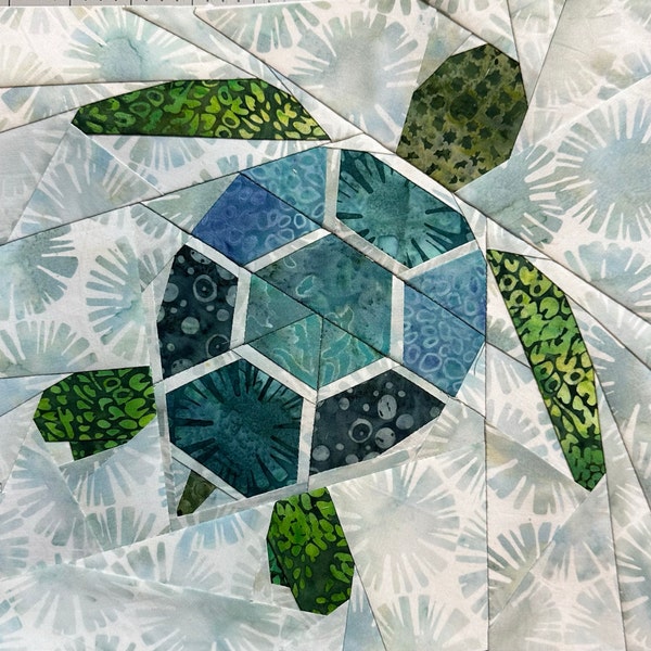 Turtle 2.0 Foundation Paper Piecing Pattern Swimming Hawaii Tropical ...