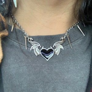 Goth Heart Choker, Goth Heart Necklace, Chain Necklace