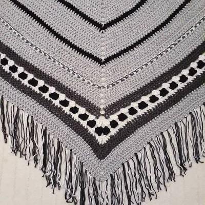 Crochet Pattern // Fringe Shawl Wrap Scarf Granny Cluster Latvian Braid ...