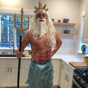 King Triton Costume Crown and Beard Set Halloween Costume Poseidon Costume  God Tiara Sea King Outfit 