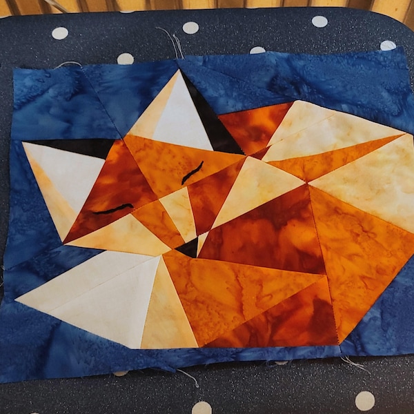 Sleeping Fox Paper Piecing Pattern - 16" X 16" Quilt Block - Digital ...