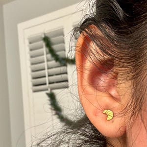 Customer photo, Croissant Stud Earrings