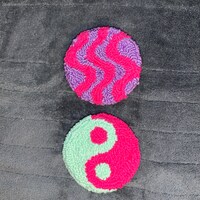 Punch Needle Coaster, Tufted Coaster,mini Rug, Custom Mug Rug, Drink ...