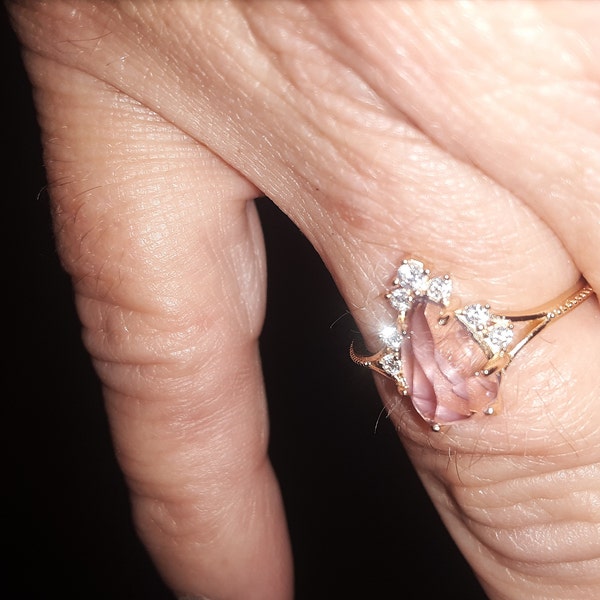 Sterling Silver 14k Gold Plated Cubic Zirconia Heart Shaped Ring ...