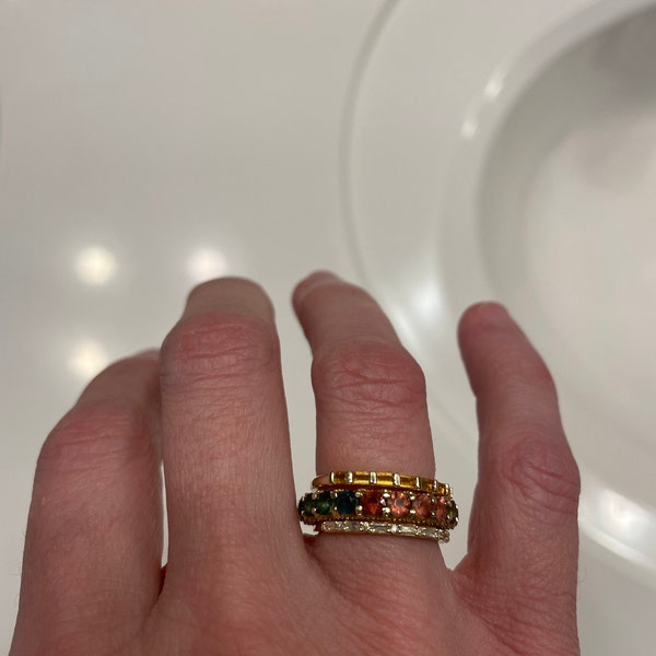 14k Baguette and Round Diamond Half Eternity Band,half Eternity Ring ...