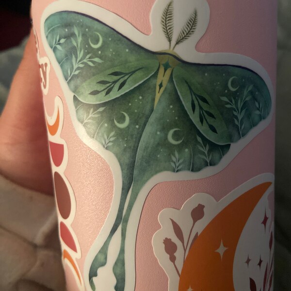 Luna Moth Die-cut Stickers, Vinyl Sticker, Nocturnal Moon Moth Sticker ...