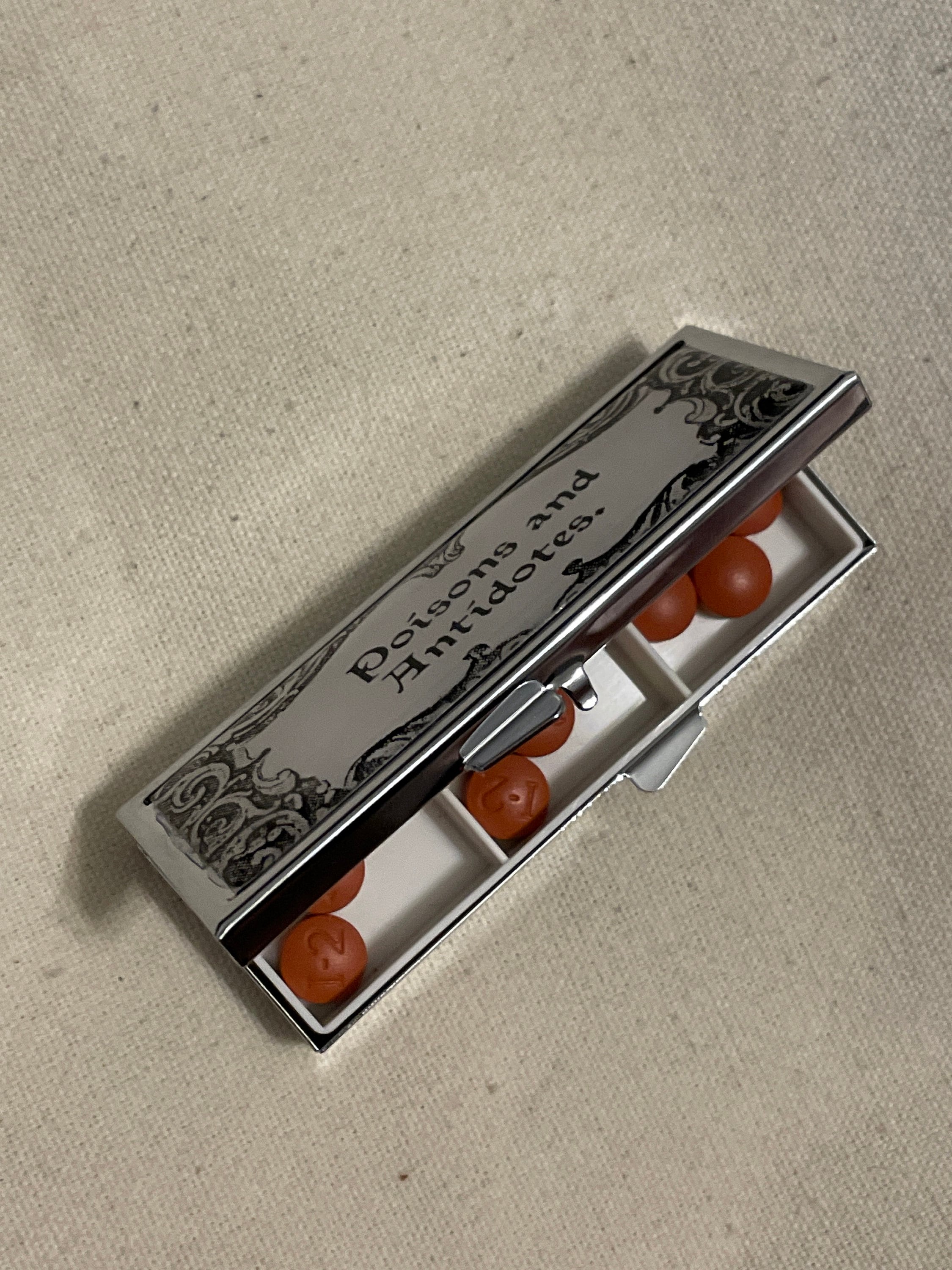 Poisons and Antidotes Pill Box -  SteamPunk, Gothic, Curious, Strange and Unusual, Gifts, Trinket Box, Pill Case, Pill Holder, Travel Size
