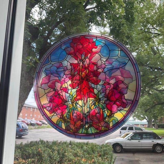 Sweet Pea Flowers Faux Stained-Glass WINDOW CLING - Etsy 日本