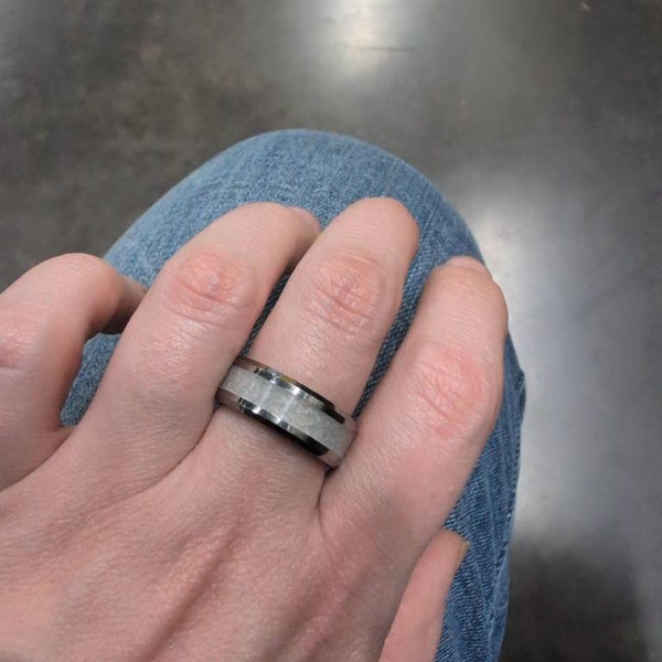 Reaper Ring - Vivianite Crystal Inlay Ring, Tungsten Titanium Ceramic ...