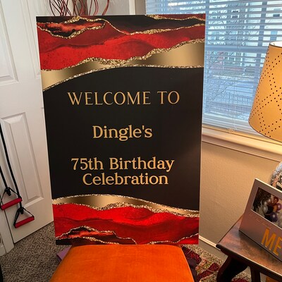Red Gold Welcome Signs,womans Red Gold Welcome Sign,red Gold Birthday ...