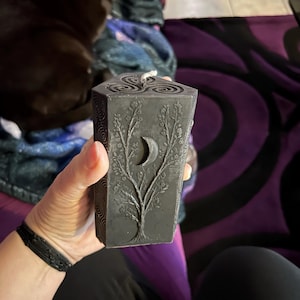 Moon Phases Beeswax Candle Handmade Spiral Triangle Pillar