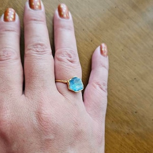 Customer photo from Adeline, Raw Australian Fire Opal Ring, October Birthstone Jewelry