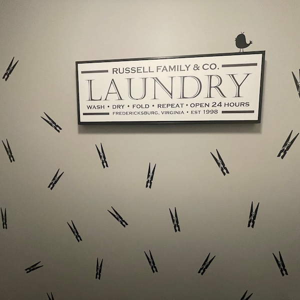 Clothespins Laundry Wall Decals - Laundry Room Decals - Laundry Decor ...
