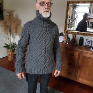  ZHILI Suéter de punto fino para hombre, 100% lana merino, DXL  grande y alto, cuello alto, Marrón, XS : Ropa, Zapatos y Joyería
