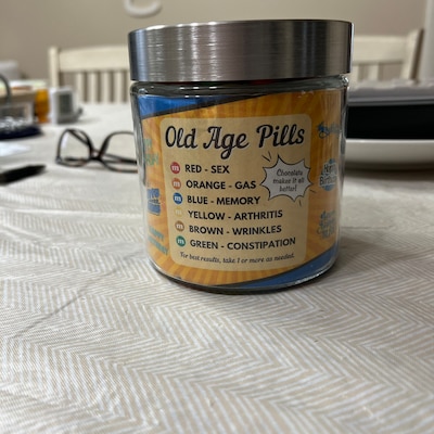 Old Age Pills Printable Label Old Age Humor Funny Old Age Gift ...