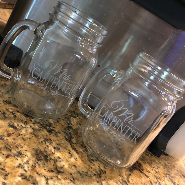 Personalized Set of Jar Glasses - Mr. & Mrs. Mason Jar Glasses 2-16 Ounces, 60980