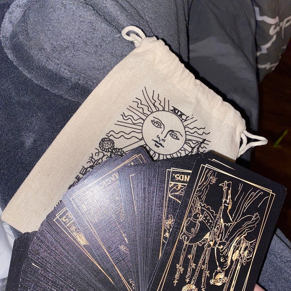 Black and Gold Tarot Deck, Rider Waite Style Tarot Cards With Gold Foil ...