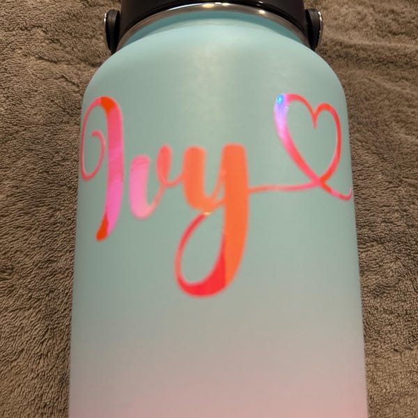 Chrome Custom Name Decal | Holographic Sticker | Personalized Heart ...