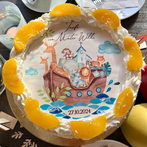 Tortenaufleger Taufe ARCHE NOAH Fondant Junge Kind | Kuchen Aufleger ...
