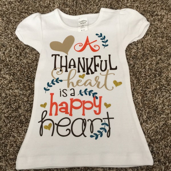 Thanksgiving SVG - A Thankful Heart is A Happy Heart - SVG DXF Eps and ...