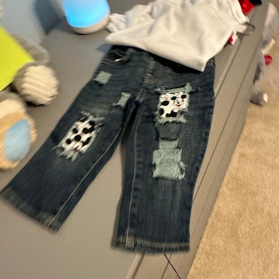 Mickey Mouse Distressed Jeans//shorts Mickey Mouse Birthday Boys Pants ...