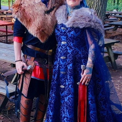 Goth Viking Queen Wedding Dress With Sleeves Unique Faux Fur Trimmed ...
