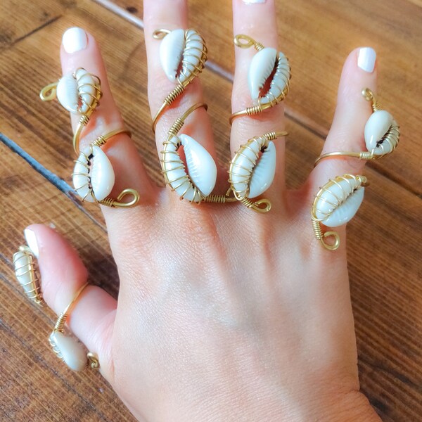African Cowrie Shell Rings Tribal Rings African Jewelry Adjustable ...