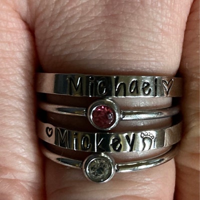Stacking Name Ring, Personalized Stackable Ring for Mom, Custom Hand ...