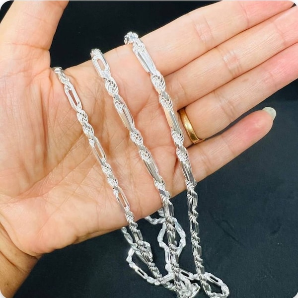 Handmade Rope Chain Necklace 9mm Solid 925 Sterling Silver Men's Size ...