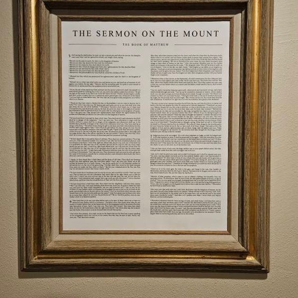 Bible Page Poster - Sermon on the Mount, Matthew 5, 6, 7 (KJV ...