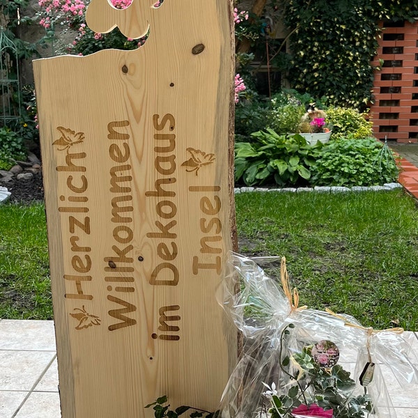 Second Ave Grandad’s Garden Holzschild – Geschenk Zum Vatertag, Ca. 20x10 Cm, Mit Juteseil