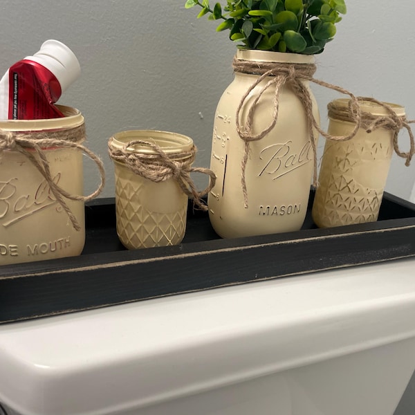 Rustic Bathroom Decor, Mason Jar Bathroom Set Bronze, Oil Rubbed Bronze ...