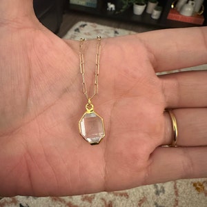 Customer photo, Raw Crystal Necklace with Paperclip Chain