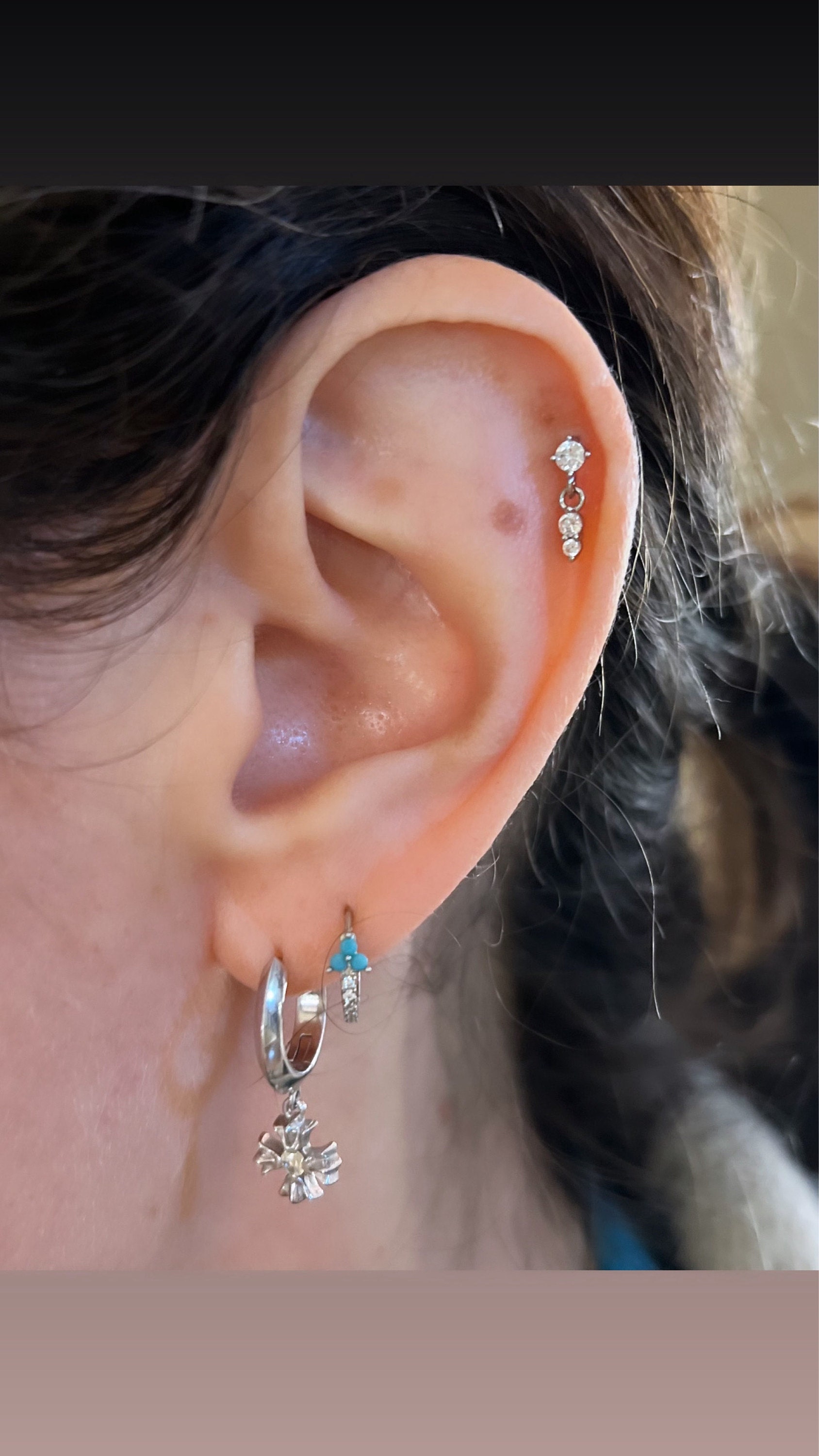Turquoise hoop earrings - Onyx hoop earrings - Dainty hoops - Huggie earrings - Colored stone hoop earrings - Cz hoop earrings