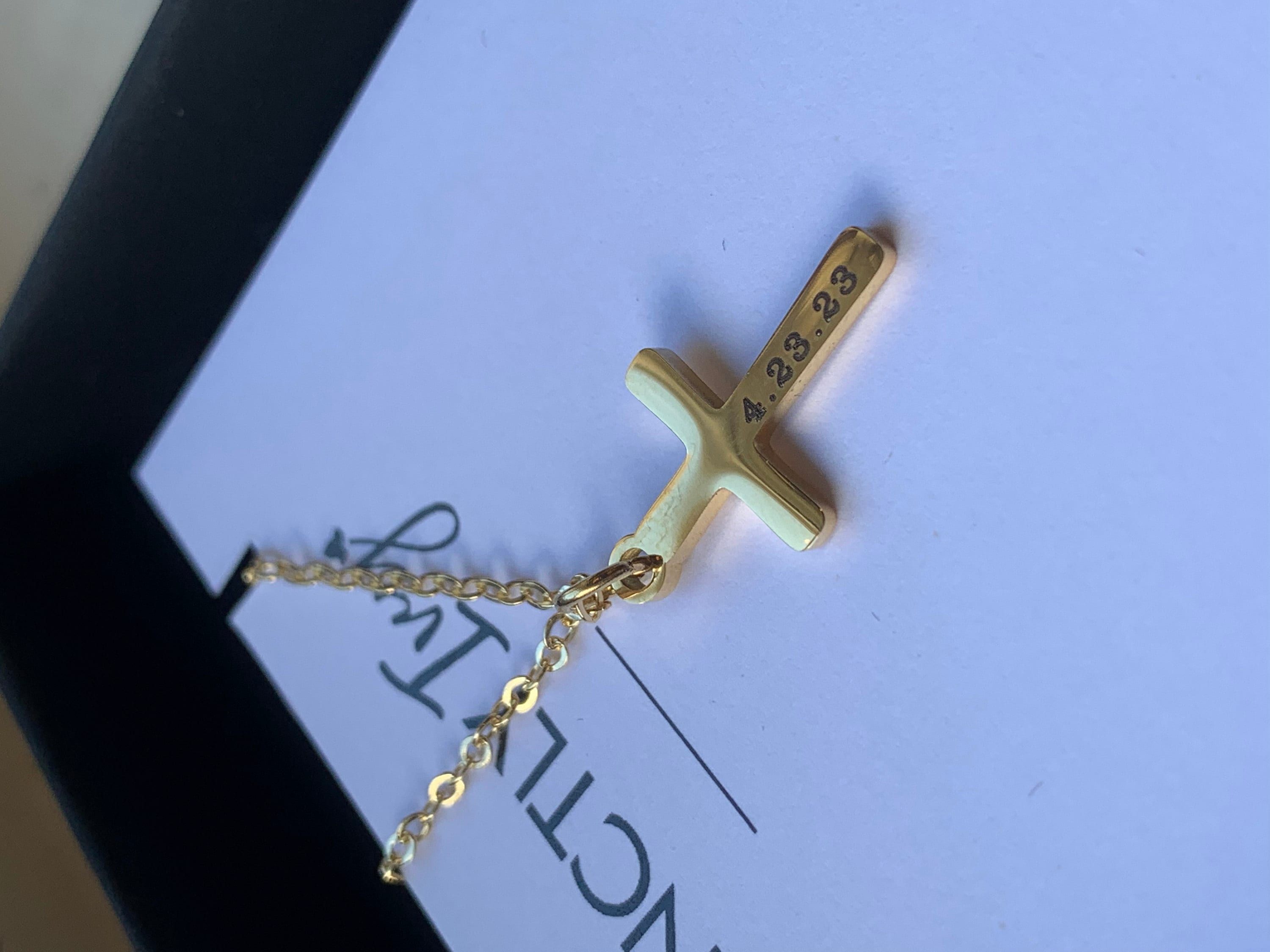 Baptism Gift • Custom Cross Necklace • Christian Jewelry • First Communion Necklace • Girls Baptism Necklace • Personalized Date Gold