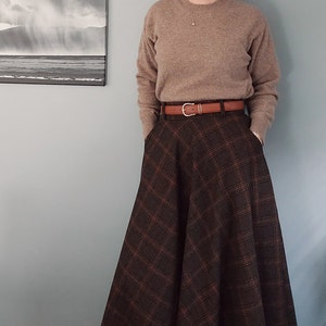 Wool Skirt, Long Wool Plaid Skirt, Tartan Wool Maxi Skirt