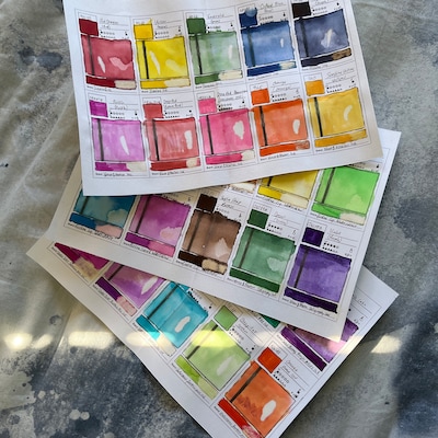 Watercolor Swatch Card Template/printable - Etsy