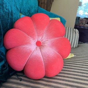 Flower Velvet Round Pillow 14,5 Hand Made Pillow,circular Pillow,round ...