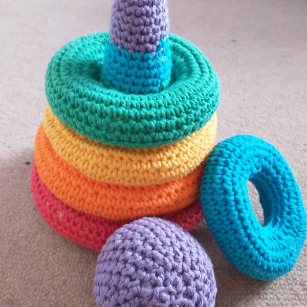 Crochet Baby Toys Montessori Rainbow Stacking Rings Pattern Crochet ...