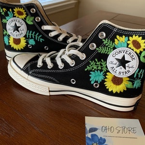Custom Embroidery converse shoes Flower Embroidery - Etsy