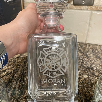 Firefighter Decanter Set, Personalized Fireman Glass Set, Maltese Cross ...