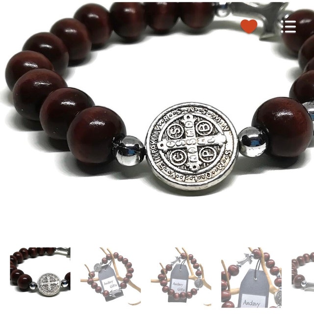 Wood Rosary Bracelet With Cross Charms - Dk Hawaiian Collections