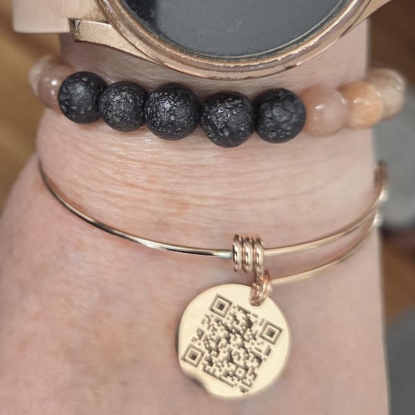 Personalized QR Code Sign Bangle Custom QR Bracelet Bangle Bracelet ...